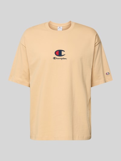 CHAMPION T-shirt z wyhaftowanym logo Beżowy 2