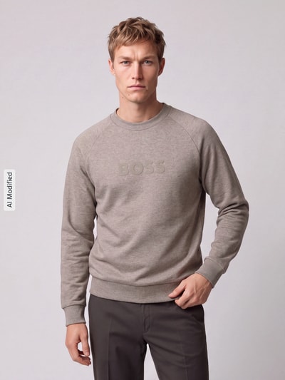 BOSS Green Sweatshirt mit tonalem Logo-Schriftzug Modell 'Salbo' Mittelbraun 4