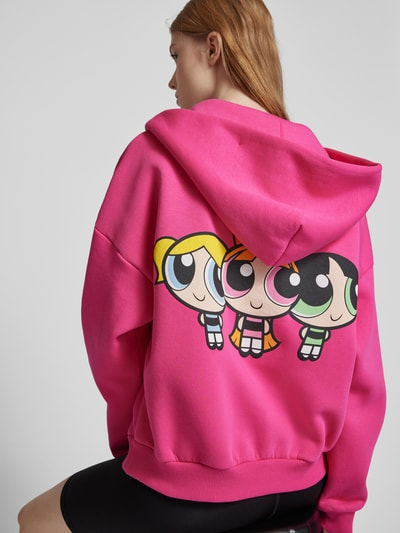 Review Powerpuff Girls x REVIEW - oversized sweatjack met ritssluiting Neon roze - 3