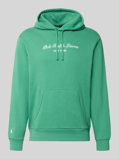 Produktfoto, groene Relaxed Fit Hoodie aus Baumwoll-Mix van Polo Ralph Lauren Heren, katoenmix, logo vooraan, kangoeroezak, effen