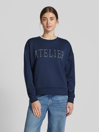 Vila Sweatshirt mit Statement-Stitching Modell 'SIFFI ATELIER' Dunkelblau 4