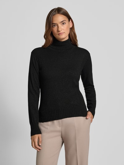 ARMANI EXCHANGE Sweter z wywijanym kołnierzem o kroju slim fit z domieszką kaszmiru Czarny 4