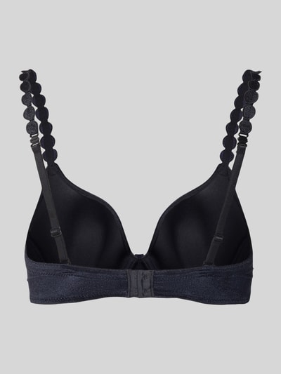 Produktfoto, BH aus Samt Modell 'Tom' von Marie Jo in Schwarz mit dekorativen Spaghettiträgern und Hakenverschluss, elastischer Material-Mix