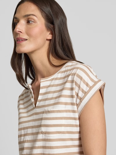 FREE/QUENT T-Shirt mit V-Ausschnitt Modell 'Viva' Taupe 3