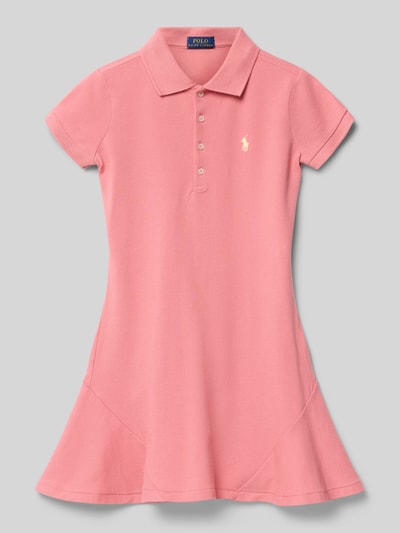Produktfoto, Leicht ausgestelltes Polokleid aus katoenmix van Polo Ralph Lauren Teens, look effen, gestikt logo, korte mouw, piqué textuur