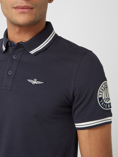 Aeronautica Militare Poloshirt met wapenapplicaties  Donkerblauw - 3