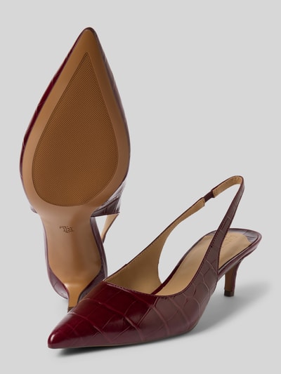 Lauren Ralph Lauren Slingback pumps van leer met naaldhak, model 'LOLAH II' Bordeaux - 4