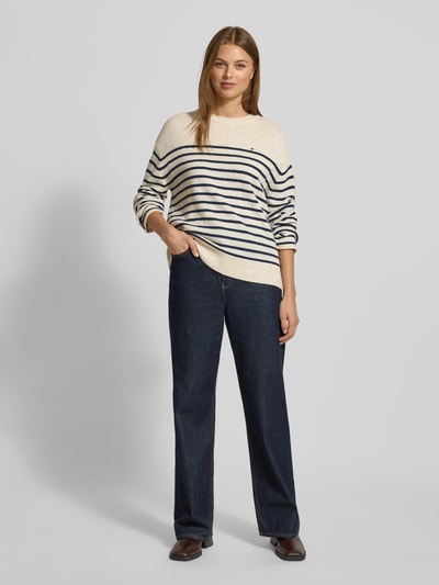 Tommy Hilfiger Regular fit gebreide pullover van pure wol Zand - 1