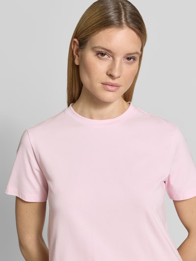 VILA T-Shirt mit geripptem Rundhalsausschnitt Modell 'NORA' Hellrosa 3