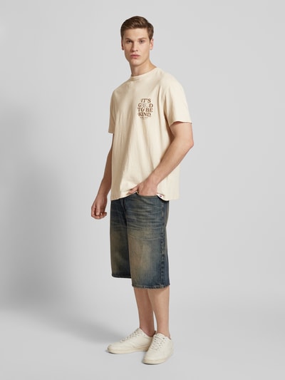 Tommy Jeans Regular fit T-shirt met labelprint, model 'NOVELTY GRAPHIC' Beige - 1