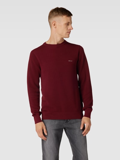 Gant Strickpullover mit Label-Stitching Bordeaux 4