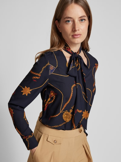 Lauren Ralph Lauren Blouseshirt met strikdetail, model 'YILVRAY' Donkerblauw - 3