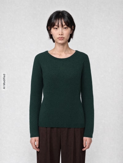 VERO MODA sweter w kroju regular fit z czystej bawełny model 'CARE' Ciemnozielony 4