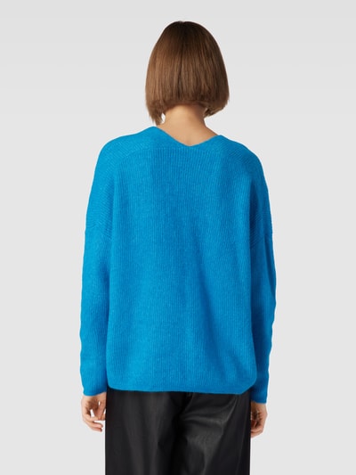 MOS MOSH Sweter z dzianiny z obniżonymi ramionami model ‘Thora’ Królewski niebieski 5