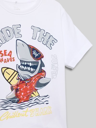 Name It T-Shirt mit Motiv- und Statement-Print Modell 'VANYO' Weiss 2