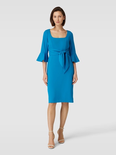 Adrianna Papell Knielanges Cocktailkleid mit Bindedetail Aqua 1