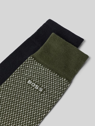 Produktfoto, Socken aus Baumwoll-Mix im 2er-Pack von BOSS, grün gemustert und schwarz, feine Stricktextur, Herren Socken von BOSS