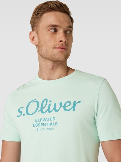 s.Oliver RED LABEL T-shirt met labelprint Mintgroen - 3