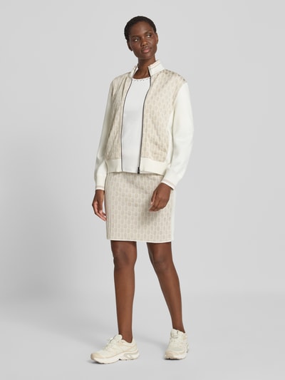 Marc Cain T-Shirt in Ripp-Optik mit Rundhalsausschnitt Offwhite 1