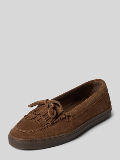 Produktfoto, Loafers aus Leder mit Gummisohle Modell 'CPH365' von Copenhagen in Braun, Abgerundete-Spitze, Schlupfform, Absatzhöhe: 2 cm, Schafthöhe: 5 cm, Schaftweite: 17 cm, samtige Textur