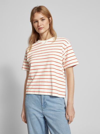 JAKE*S STUDIO WOMAN T-shirt in gebreide look met streepmotief Kersenrood - 4