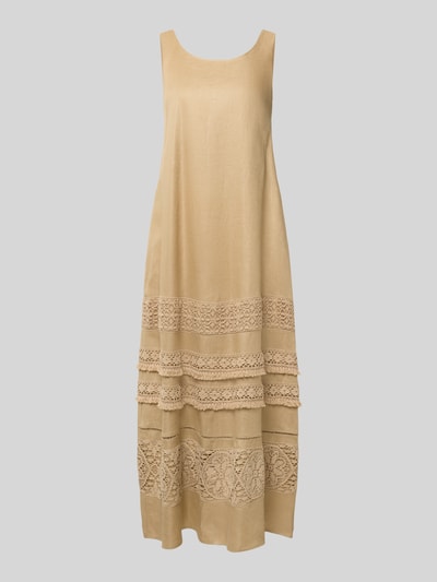 Weekend Max Mara Zwiewna sukienka casual z czystego lnu model 'DOLMEN' Piaskowy 2