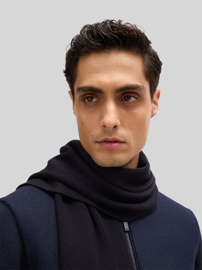 BOSS Sjaal van zuivere scheerwol Donkerblauw - 3