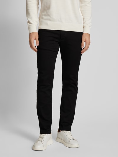 Christian Berg Men Straight fit jeans met contrastnaden van biologische katoenmix Zwart - 4