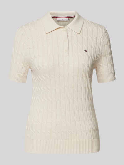 Tommy Hilfiger Strickshirt mit Zopfmuster Ecru 2