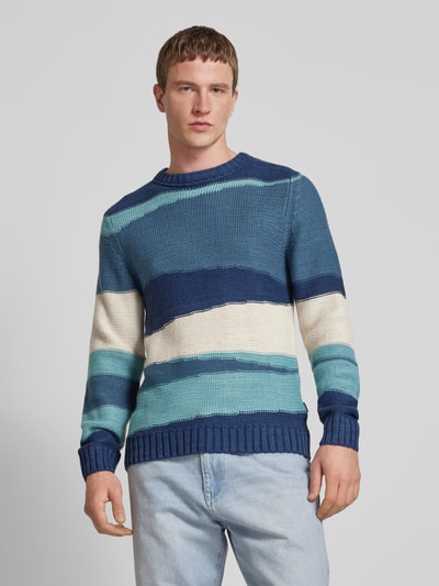 Blend Strickpullover mit Strukturmuster Marine 4