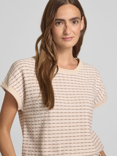 FREE/QUENT Gebreid shirt met ronde hals, model 'DODO' Taupe - 3