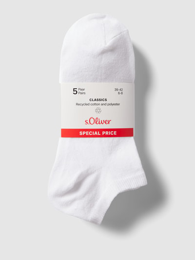 s.Oliver RED LABEL Sneakersocken mit Label-Print Modell 'Classics' im 5er-Pack Weiss 3