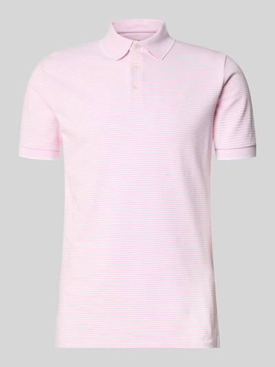 Produktfoto, Slim Fit Poloshirt aus Baumwoll-Mix von Polo Ralph Lauren in zartem Rosa, Piqué, Optik: gestreift, Logo-Detail, Kurzarm.