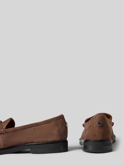 Produktfoto, Loafer mit Schaftbrücke Modell 'Adison' von Steve Madden in bruin met siernaad, gladde zool, hakhoogte 3 cm, schachthoogte 6 cm, schachtbreedte 12 cm