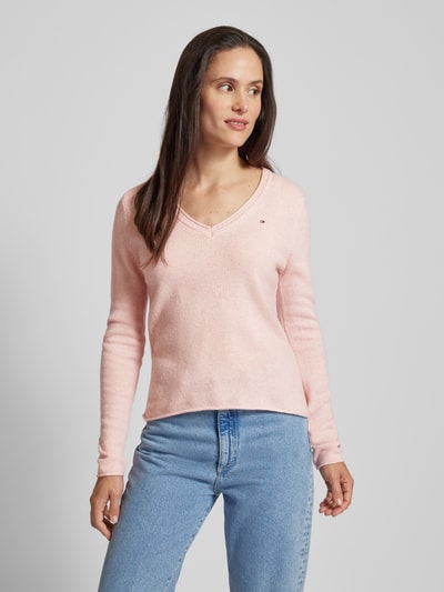 Tommy Hilfiger Pullover mit abgerundetem V-Ausschnitt Modell 'SOFT WOOL' Rosa 4