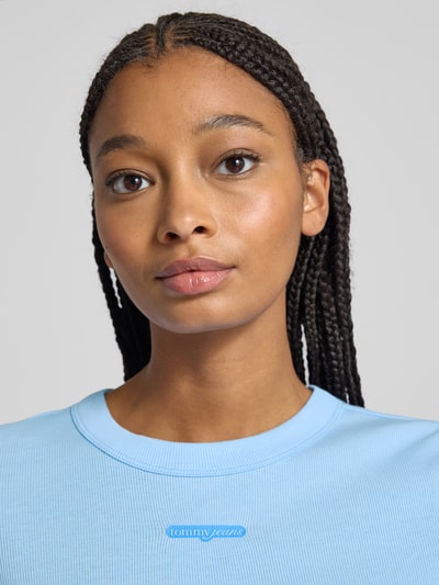 Tommy Jeans Slim fit T-shirt van ribstof Lichtblauw - 3