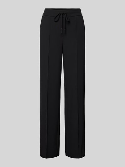 OPUS Straight leg stoffen broek met vaste persplooien, model 'Melane' Zwart - 2