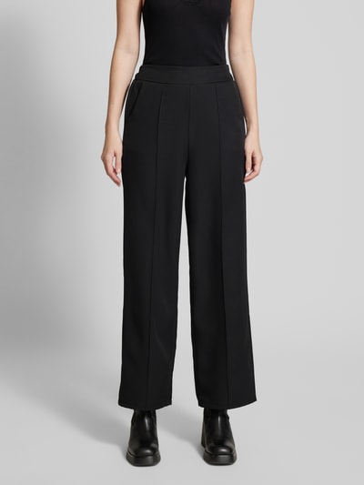 ZABAIONE Wide Leg Stoffhose mit fixierten Bügelfalten Black 4