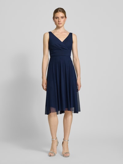 TROYDEN COLLECTION Cocktailkleid mit V-Ausschnitt Dunkelblau 4