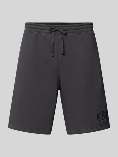 Produktfoto, Sweatshorts mit elastischem Bund von GAP aus schwarzem Baumwoll-Mix, Relaxed-Fit, Logo, Bundweite 41 cm, Innenbeinlänge 20 cm
