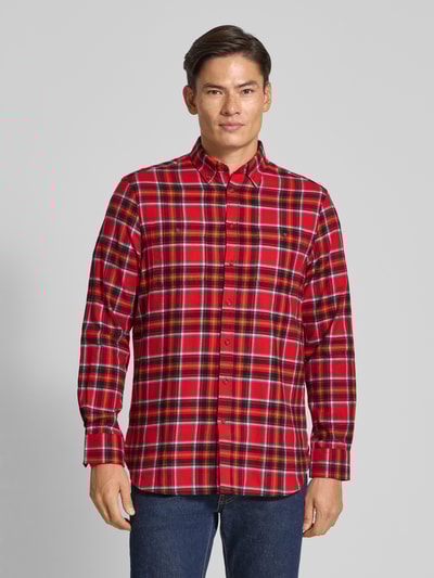 Christian Berg Men Regular Fit Freizeithemd mit Button-Down-Kragen Dunkelrot 4