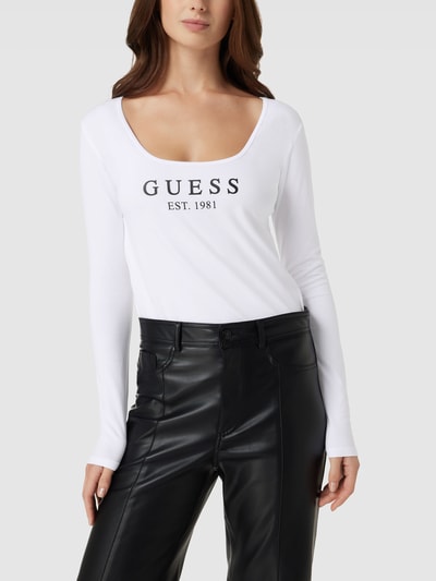 Guess Longsleeve mit U-Ausschnitt Modell 'CARRIE' Weiss 4