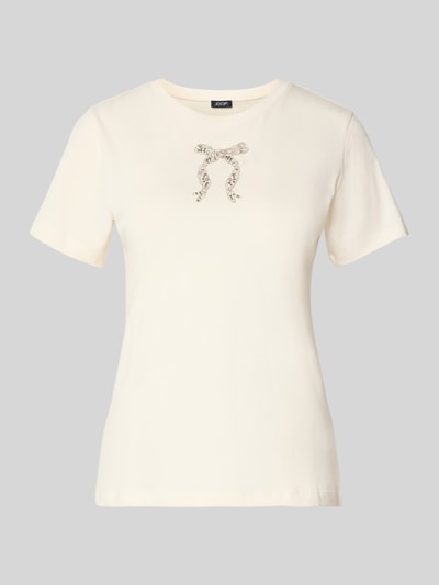 Produktfoto, Damen T-Shirt mit Perlen und Rundhalsausschnitt Modell 'Tamme' von JOOP! aus Reine Baumwolle im Regular-Fit, cremefarben