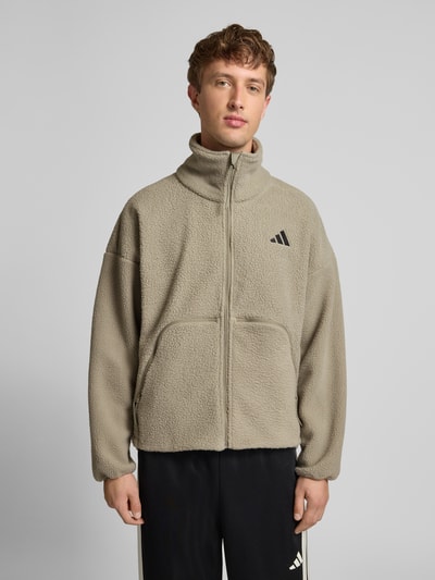 adidas Sportswear Fleecejack met labelstitching Rietgroen - 4