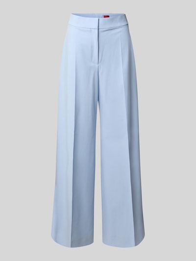 Productfoto, Flare-Fit wijde broek met viscoseaandeel model 'HUZILI' van HUGO, lichtblauw uni, twill met vouw, high waist, sierkontzak