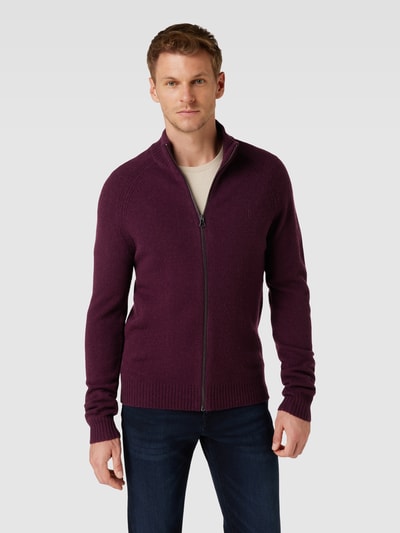 MCNEAL Strickjacke mit Label-Stitching Aubergine meliert 4