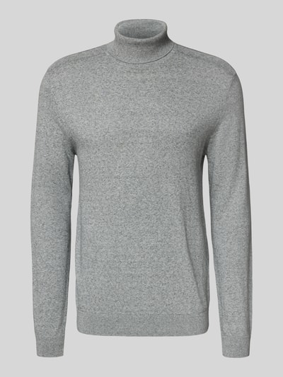 SELECTED HOMME Rollkragenpullover mit gerippten Abschlüssen Mittelgrau Melange 2