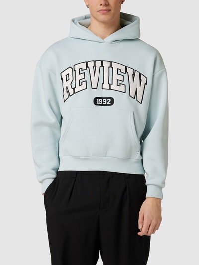 REVIEW Hoodie met labelstitching, model 'COLLEGE' Lichtblauw - 4