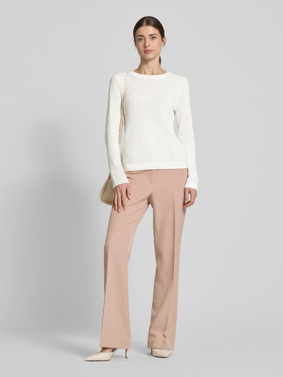 Vila Strickpullover mit gerippten Abschlüssen Modell 'dalo' Offwhite 1