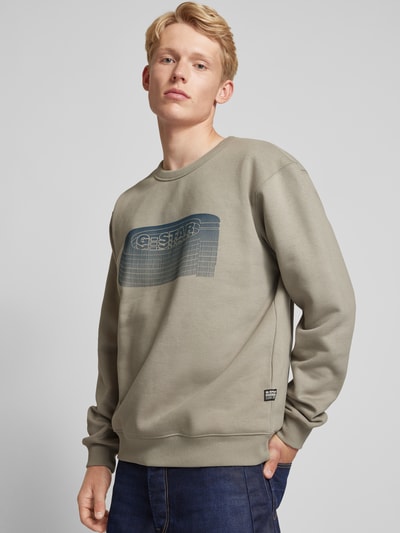 G-Star Raw Sweatshirt mit Label-Print Hellgrau 3